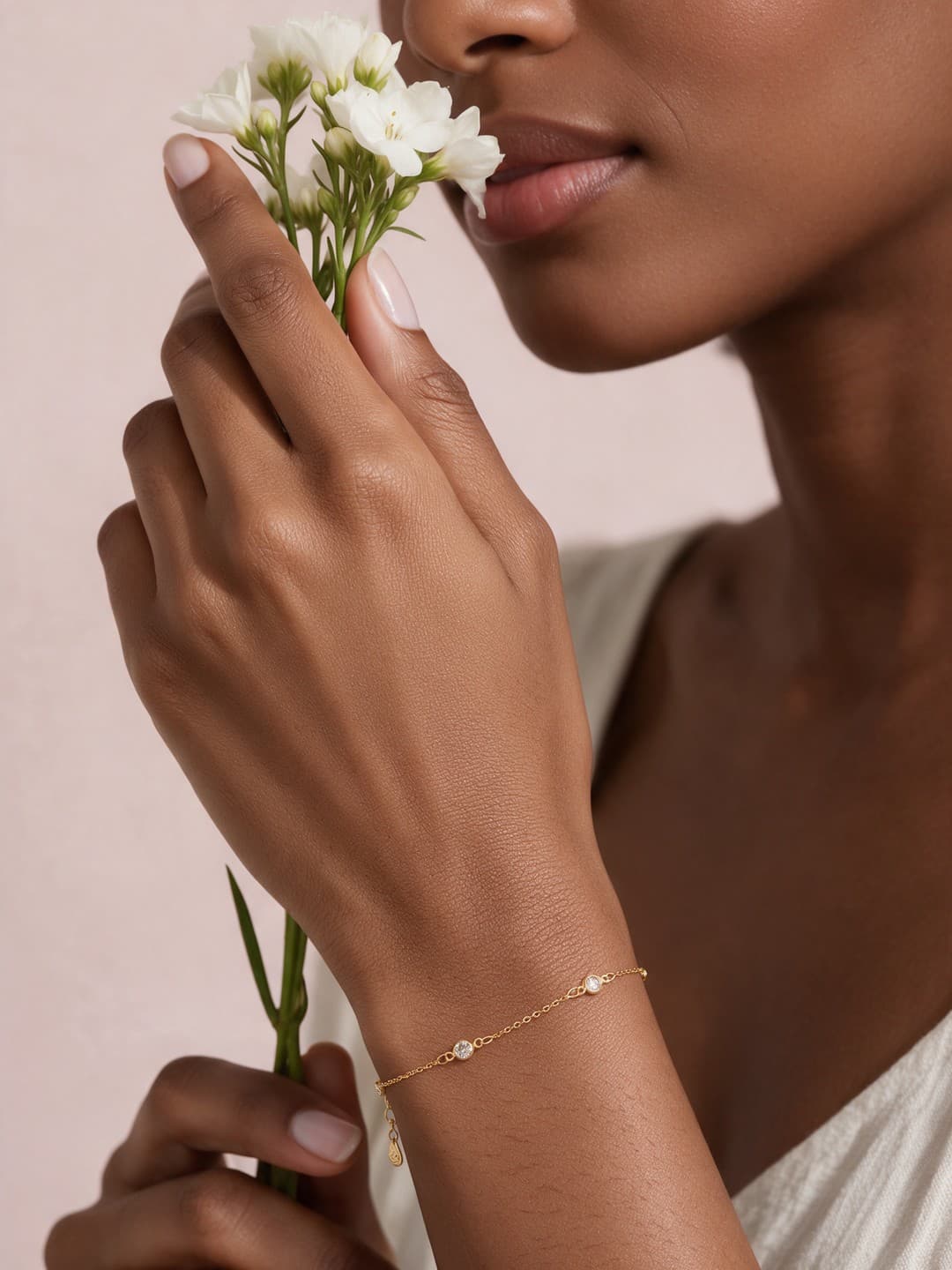 Pulseira Ponto de Luz Cristal Ouro