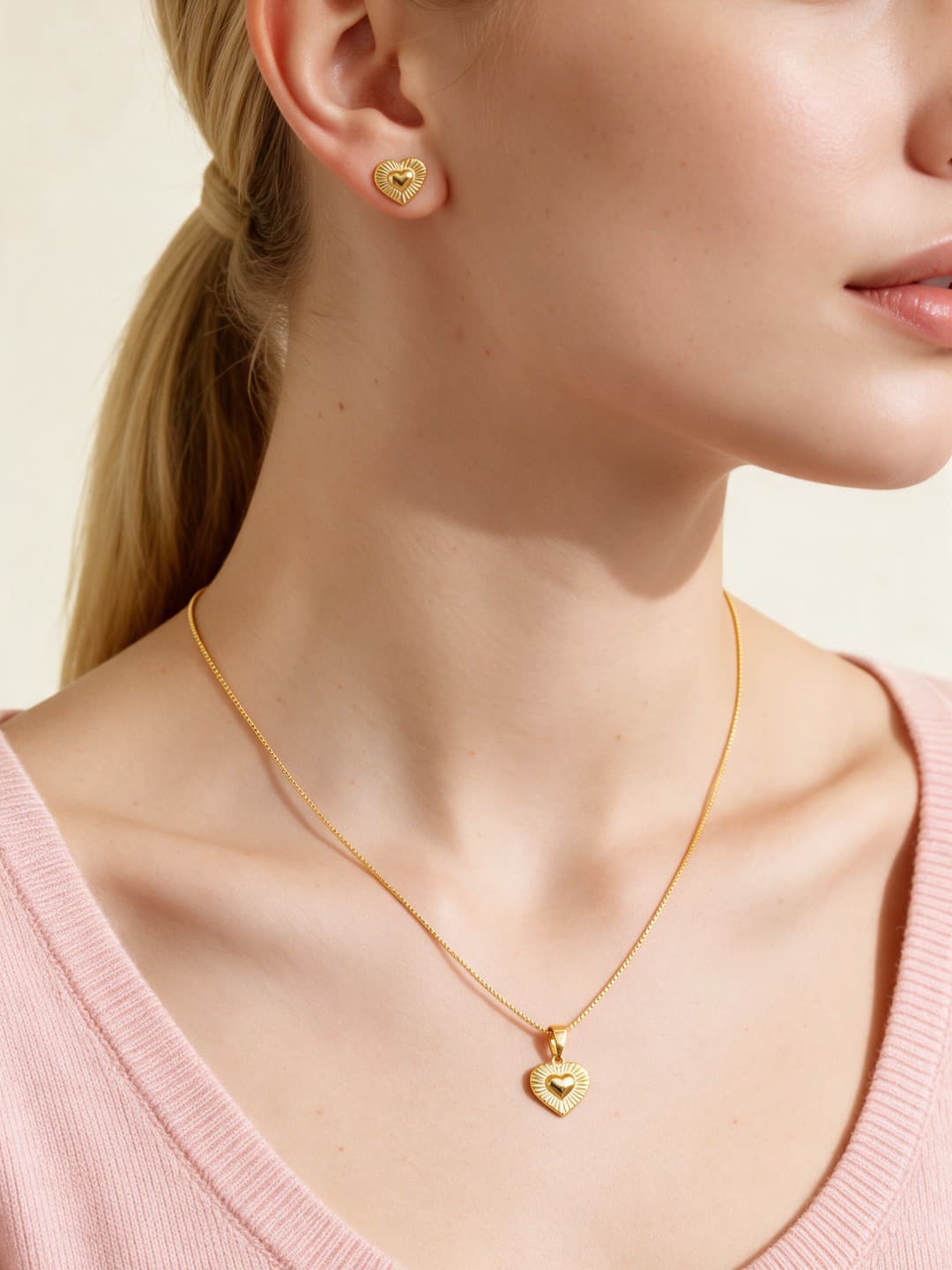 Conjunto Coração Detalhado Ouro