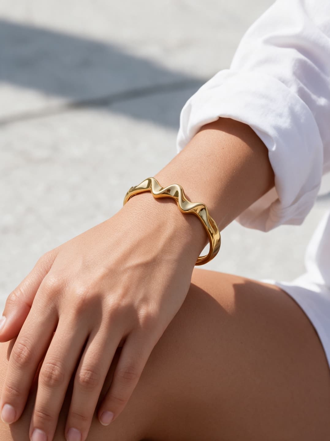 Bracelete Ondulado Liso Ouro