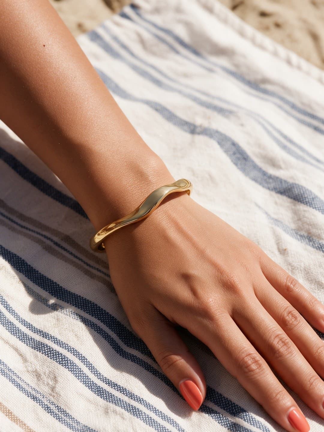 Bracelete Ondas Fino Ouro